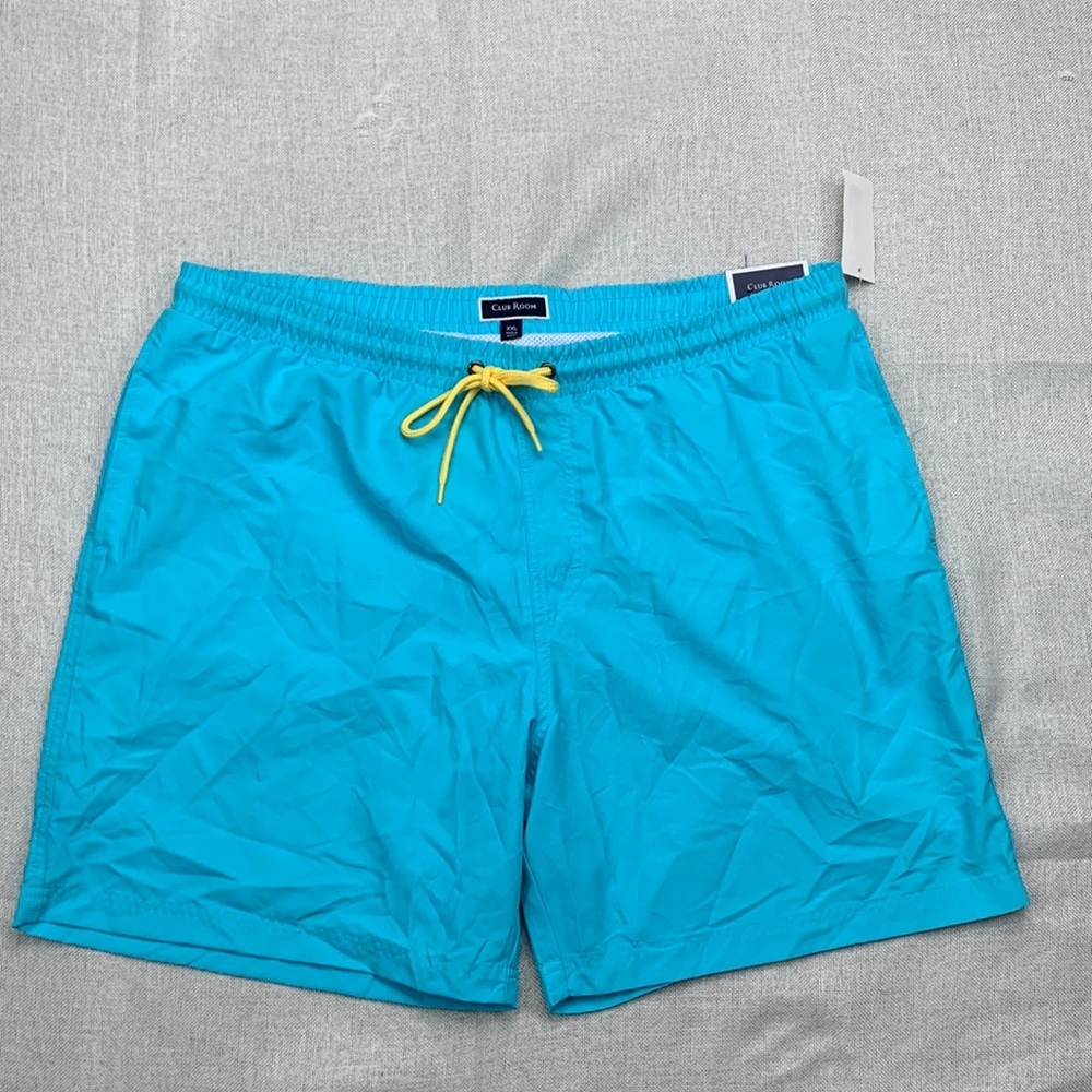 Clubroom Mens Aqua Drawstring Classic Fit Swim Trunks Size XXL